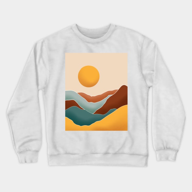 Modern Earthy Tones Mountains 36 Crewneck Sweatshirt by gusstvaraonica